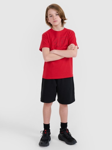 4F JUNIOR Chłopięce spodenki dresowe 4F 4FJWMM00TSHOM629  czarne Czarny