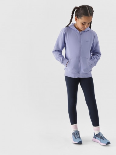 4F JUNIOR Dziewczęca bluza dresowa rozpinana z kapturem 4F 4FJWMM00TSWSF1315 niebieska Niebieski