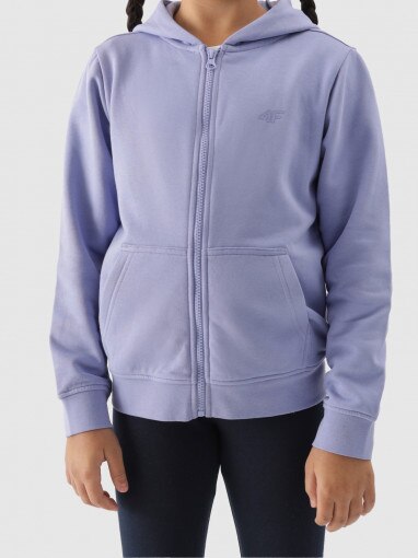 Dziewczęca bluza dresowa rozpinana z kapturem 4F 4FJWMM00TSWSF1315 - niebieska