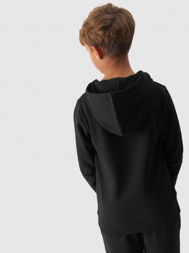 Chłopięca bluza dresowa nierozpinana z kapturem 4F 4FJWMM00TSWSM1292 - czarna