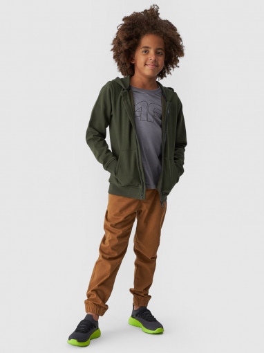 4F JUNIOR Chłopięca bluza dresowa rozpinana z kapturem 4F 4FJWMM00TSWSM1295  khaki Khaki