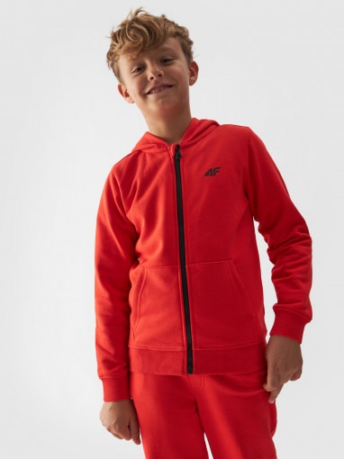 4F JUNIOR Chłopięca bluza dresowa rozpinana z kapturem 4F 4FJWMM00TSWSM1295 pomarańczowa Pomarańczowy