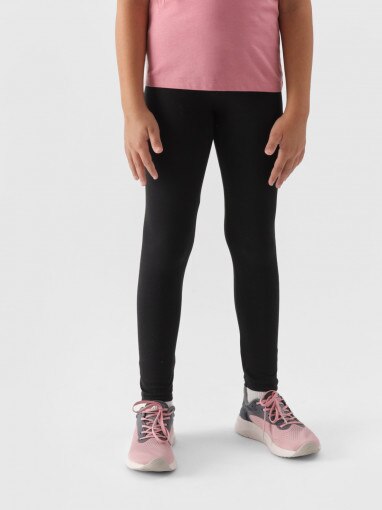 Dziewczęce legginsy dzianinowe 4F 4FJWMM00TTIGF178 - czarne