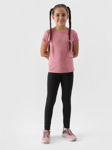 4F JUNIOR Dziewczęce legginsy dzianinowe 4F 4FJWMM00TTIGF178  czarne Czarny