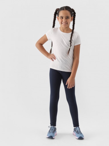 4F JUNIOR Dziewczęce legginsy dzianinowe 4F 4FJWMM00TTIGF178  granatowe Granatowy