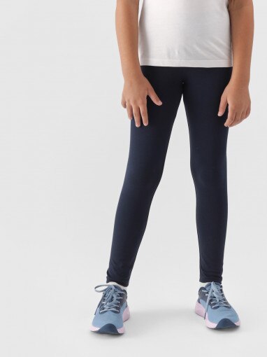 Dziewczęce legginsy dzianinowe 4F 4FJWMM00TTIGF178 - granatowe