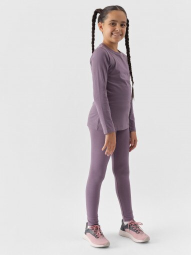 4F JUNIOR Dziewczęce legginsy dzianinowe 4F 4FJWMM00TTIGF178  fioletowe Fioletowy