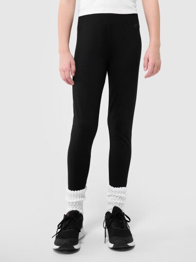 Dziewczęce legginsy dzianinowe 4F 4FJWMM00TTIGF220-20S - czarne