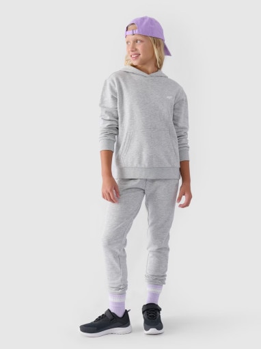 4F JUNIOR Dziewczęce spodnie dresowe joggery 4F 4FJWMM00TTROF082927M  szare Szary