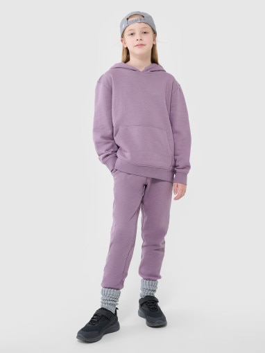 4F JUNIOR Dziewczęce spodnie dresowe joggery 4F 4FJWMM00TTROF082927M  fioletowe Fioletowy