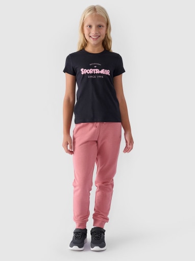 4F JUNIOR Dziewczęce spodnie dresowe joggery 4F 4FJWMM00TTROF082927M  różowe Różowy