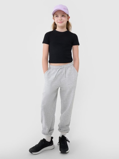 4F JUNIOR Dziewczęce spodnie dresowe joggery 4F 4FJWMM00TTROF1189  szare Szary