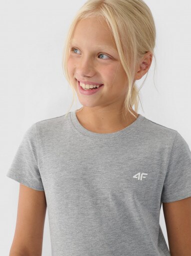 4F JUNIOR Dziewczęcy tshirt basic 4F 4FJWMM00TTSHF1658  szary Chłodny jasny szary melanż