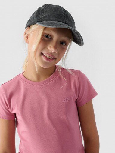 Dziewczęcy t-shirt basic 4F 4FJWMM00TTSHF1658 - różowy