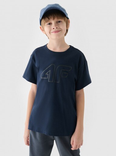 4F JUNIOR Chłopięcy tshirt z nadrukiem 4F 4FJWMM00TTSHM2331  granatowy Granatowy