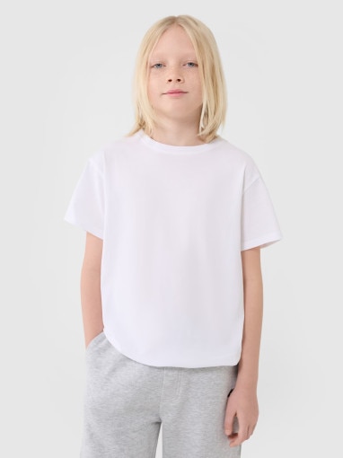 4F JUNIOR Chłopięcy tshirt oversize 4F 4FJWMM00TTSHM2362  biały Biały