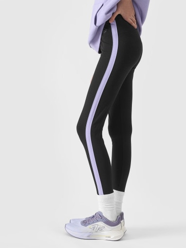 Dziewczęce legginsy dzianinowe 4F 4FJWSS24TTIGF131 - czarne