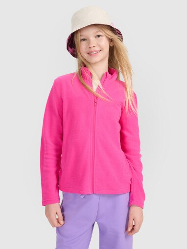 4F JUNIOR Dziewczęcy polar rozpinany 4F 4FJWSS25TFLEF386  różowy Różowy