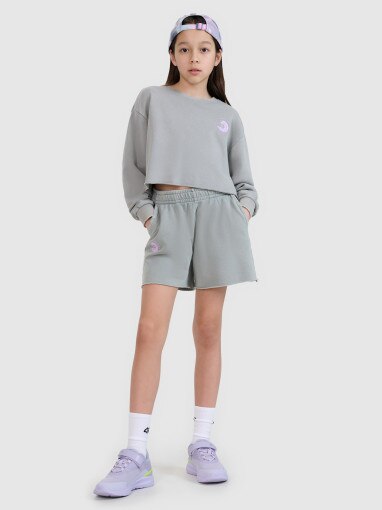 4F JUNIOR Dziewczęce spodenki dresowe 4F 4FJWSS25TSHOF484  szare Szary