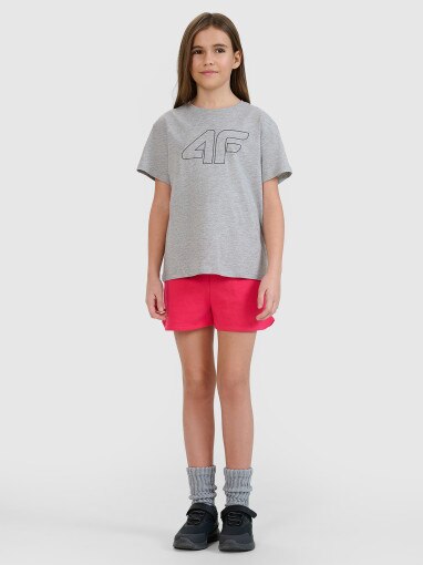 4F JUNIOR Dziewczęce spodenki dresowe 4F 4FJWSS25TSHOF602  różowe Rożowy