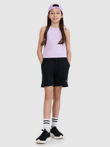 4F JUNIOR Dziewczęce spodenki dresowe 4F 4FJWSS25TSHOF618  czarne Czarny