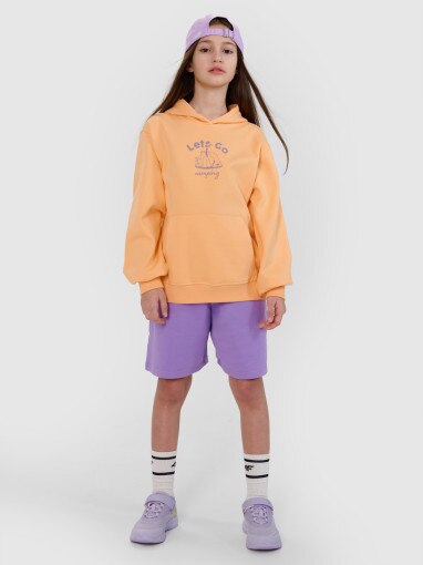 4F JUNIOR Dziewczęce spodenki dresowe 4F 4FJWSS25TSHOF628  fioletowe Fiolet