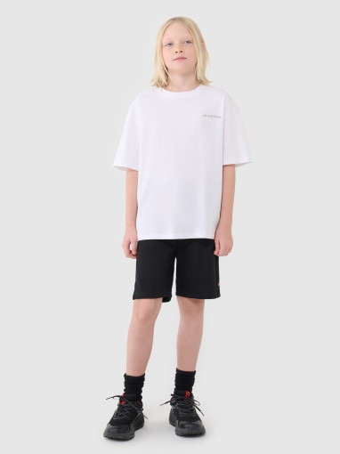 4F JUNIOR Chłopięce spodenki dresowe 4F 4FJWSS25TSHOM600  czarne Czarny
