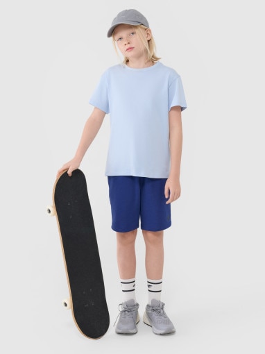 4F JUNIOR Chłopięce spodenki dresowe 4F 4FJWSS25TSHOM601  niebieskie Niebieski