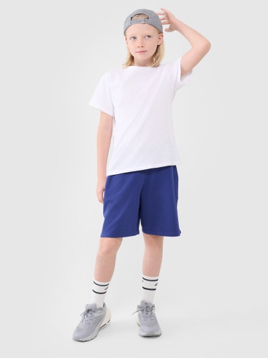 4F JUNIOR Chłopięce spodenki dresowe 4F 4FJWSS25TSHOM627  niebieskie Niebieski