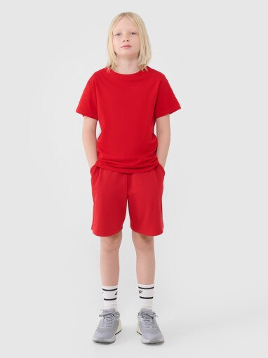 4F JUNIOR Chłopięce spodenki dresowe 4F 4FJWSS25TSHOM627  czerwone Czerwony