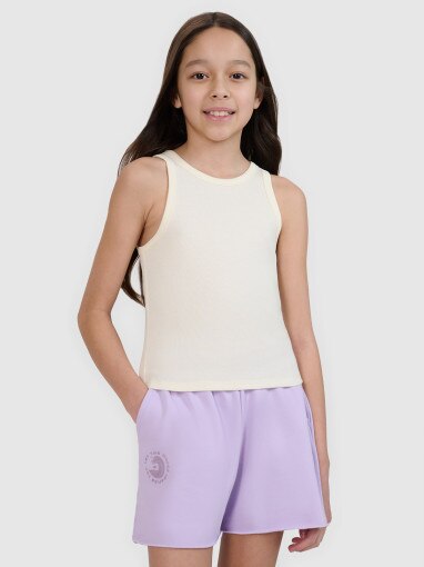 4F JUNIOR Dziewczęcy top basic 4F 4FJWSS25TSLEF111  biały Biały