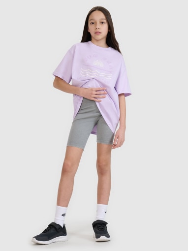 4F JUNIOR Dziewczęce legginsy kolarki 4F 4FJWSS25TSTIF010  szare Szary
