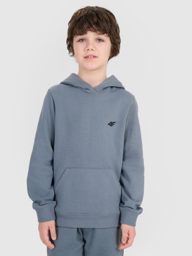 4F JUNIOR Chłopięca bluza dresowa nierozpinana z kapturem 4F 4FJWSS25TSWSM1715  niebieska Niebieski