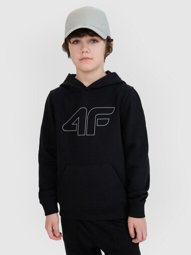 4F JUNIOR Chłopięca bluza dresowa nierozpinana bez kaptura 4F 4FJWSS25TSWSM1716  czarna Czarny