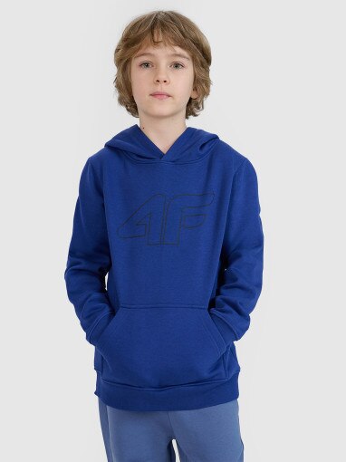 4F JUNIOR Chłopięca bluza dresowa nierozpinana bez kaptura 4F 4FJWSS25TSWSM1716  niebieska Niebieski