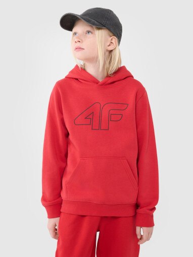 4F JUNIOR Chłopięca bluza dresowa nierozpinana bez kaptura 4F 4FJWSS25TSWSM1716  czerwona Czerwony