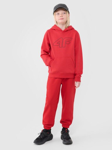 Chłopięca bluza dresowa nierozpinana bez kaptura 4F 4FJWSS25TSWSM1716 - czerwona
