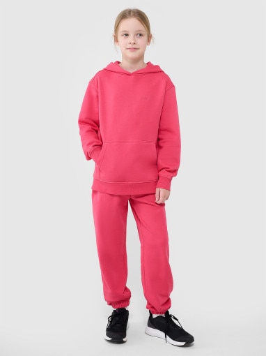 4F JUNIOR Dziewczęce spodnie dresowe joggery 4F 4FJWSS25TTROF1187  różowe Różowy