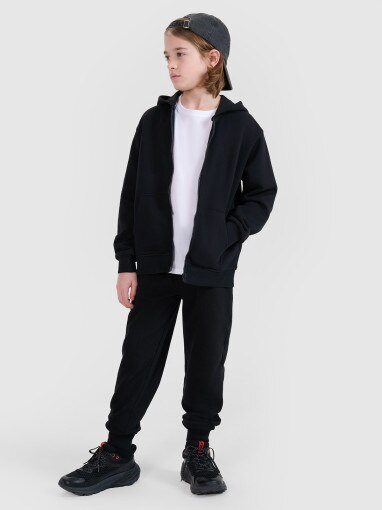 4F JUNIOR Chłopięce spodnie dresowe joggery 4F 4FJWSS25TTROM1112  czarne Czarny