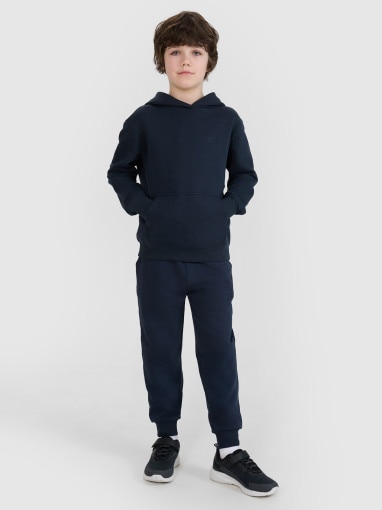 4F JUNIOR Chłopięce spodnie dresowe joggery 4F 4FJWSS25TTROM1112  granatowe Granatowy