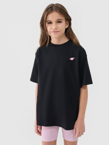 4F JUNIOR Dziewczęcy tshirt oversize 4F 4FJWSS25TTSHF1851 czarny Czarny