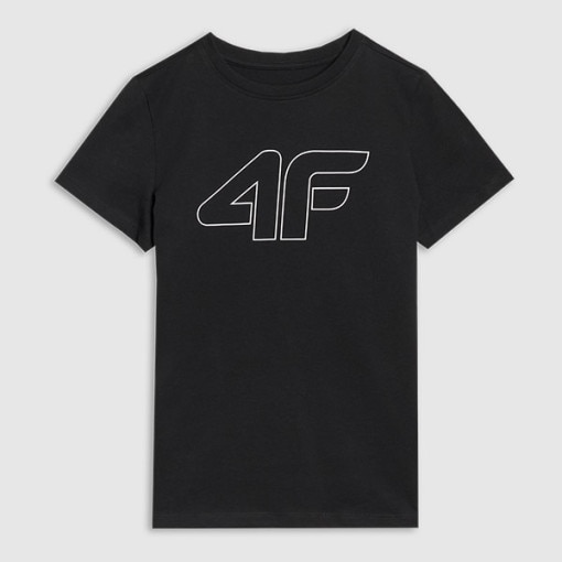 Dziewczęcy t-shirt z nadrukiem 4F 4FJWSS25TTSHF2176 - czarny