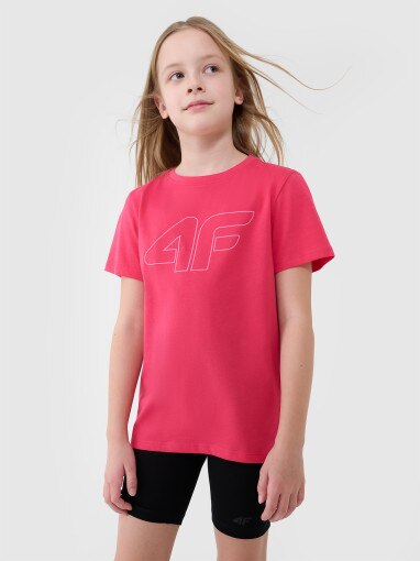 4F JUNIOR Dziewczęcy tshirt z nadrukiem 4F 4FJWSS25TTSHF2176  różowy Różowy