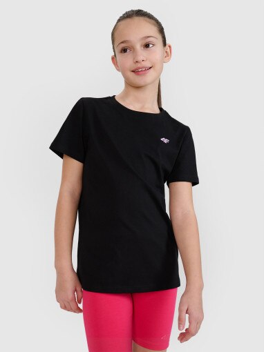 4F JUNIOR Dziewczęcy tshirt basic 4F 4FJWSS25TTSHF2177  czarny Czarny