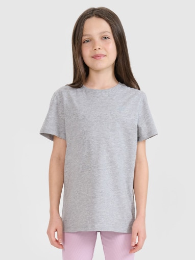 4F JUNIOR Dziewczęcy tshirt basic 4F 4FJWSS25TTSHF2177  szary Szary