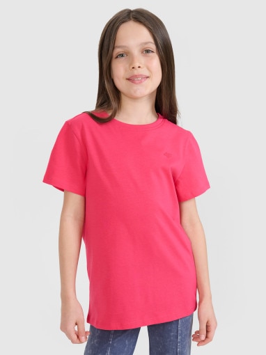 4F JUNIOR Dziewczęcy tshirt basic 4F 4FJWSS25TTSHF2177  różowy Różowy