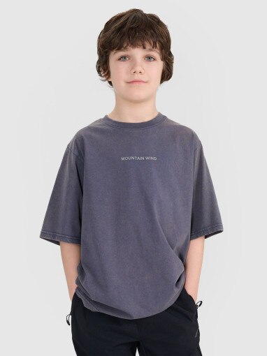 4F JUNIOR Chłopięcy tshirt z nadrukiem 4F 4FJWSS25TTSHM1879  niebieski Niebieski
