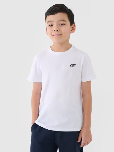 4F JUNIOR Chłopięcy tshirt basic 4F 4FJWSS25TTSHM2178  biały Biały