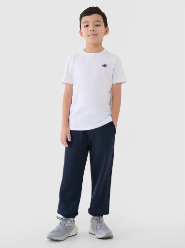 Chłopięcy t-shirt basic 4F 4FJWSS25TTSHM2178 - biały
