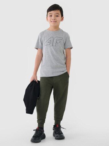 Chłopięcy t-shirt z nadrukiem 4F 4FJWSS25TTSHM2179 - szary